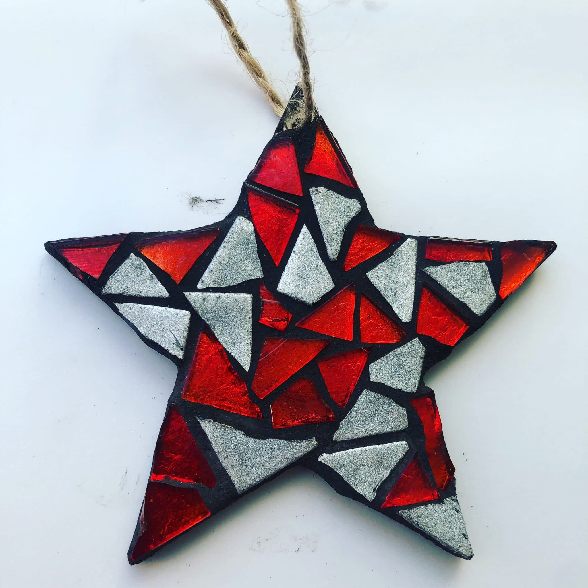 Small red, white and black star mosaic